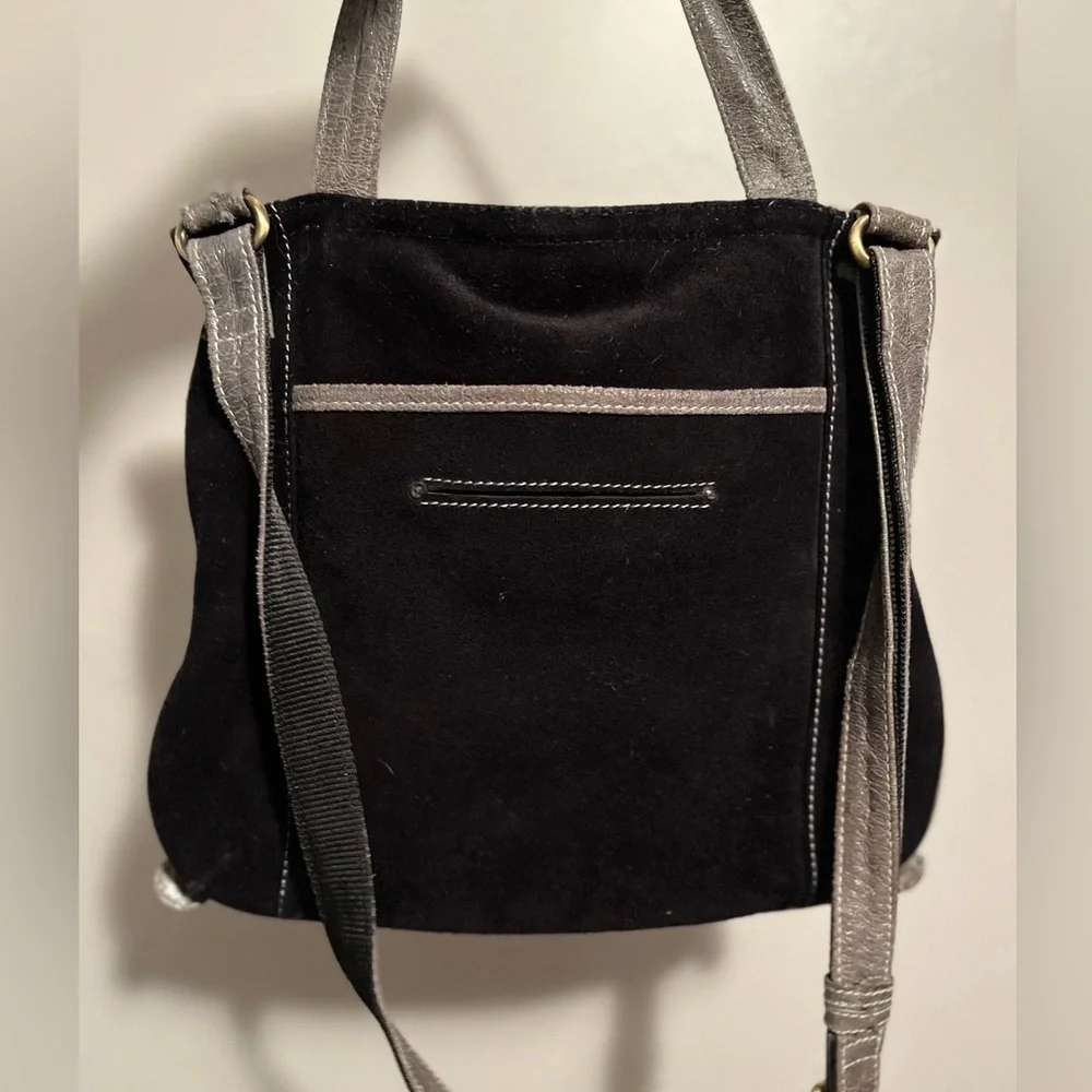 Sophia Visconti Purse Gray Suede And Patent Leather
